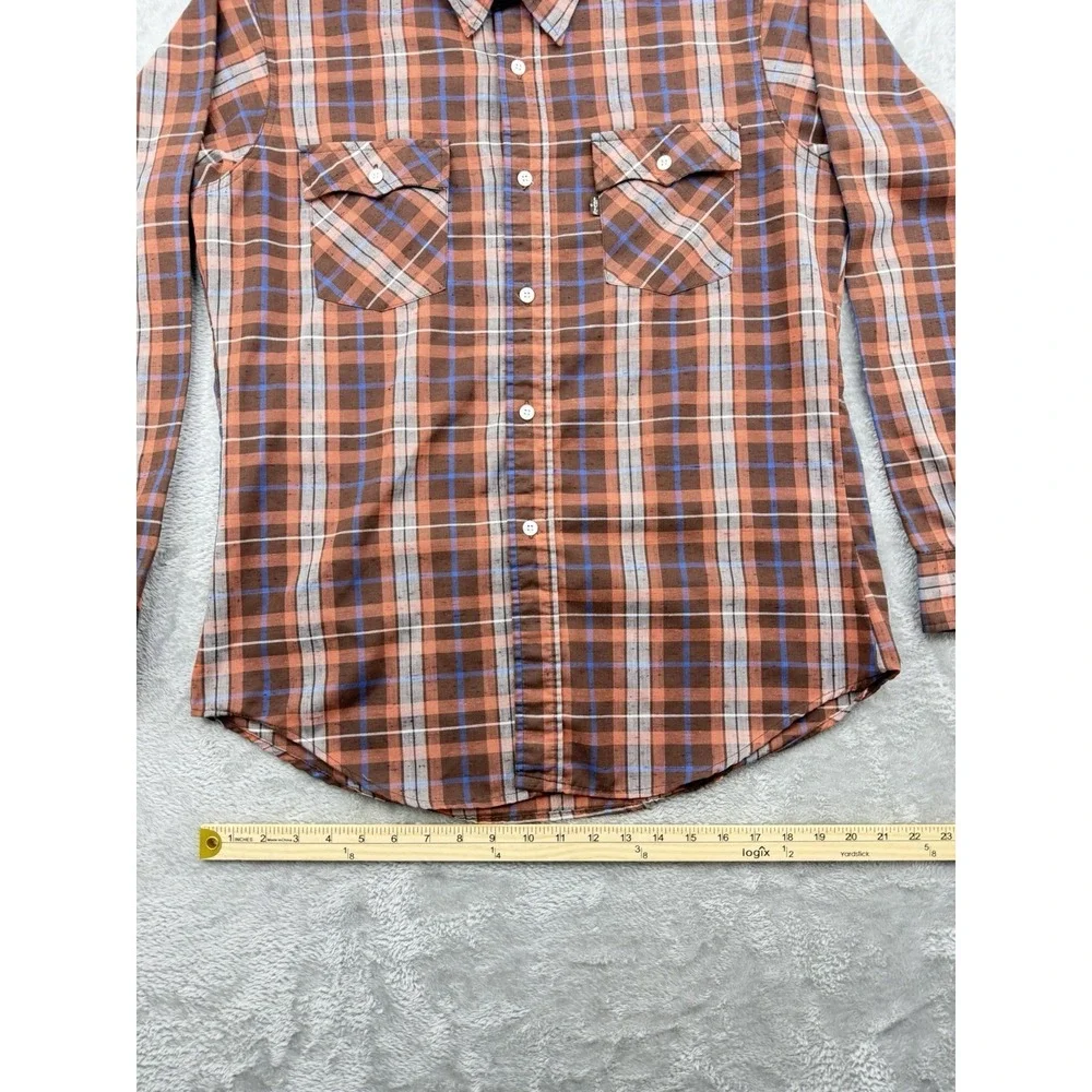 Vintage Levi's Plaid Long Sleeve Flannel Shirt Men's Size Large Made In USA